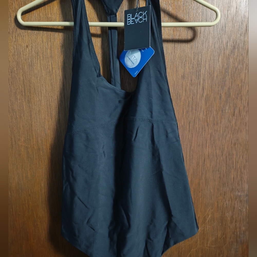 Black one piece recycled material bathing suit